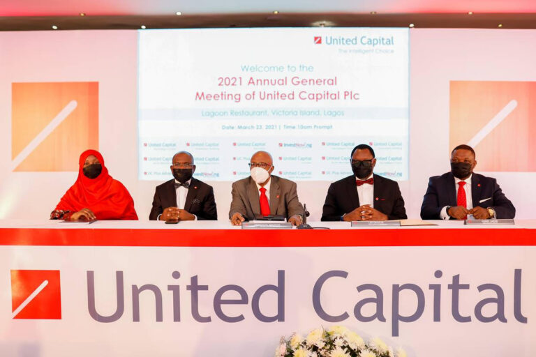 UNITED CAPITAL PLC HOLDS 2021 ANNUAL GENERAL MEETING; SHAREHOLDERS TO RECEIVE N4.2BILLION DIVIDEND PAYOUT